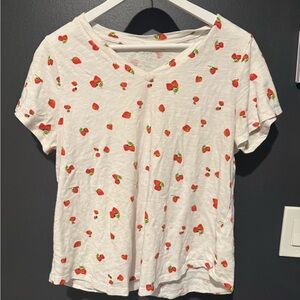 Old Navy White Top with Red Strawberry Print